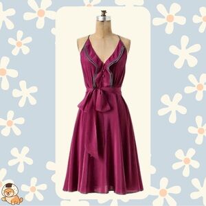 Anthropologie Girls From Savoy Gull Wing Dress, Magenta, Sz 2